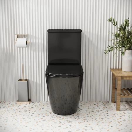 Унитаз Grossman GR-4480BS Color (620*365*810) ЧЕРНЫЙ напольный Безободковый с тонкой крышкой