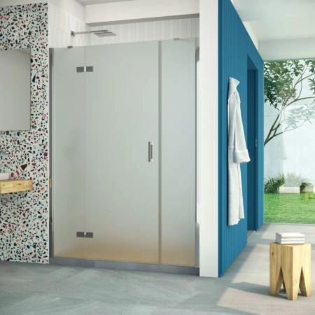 Душевая дверь Vegas-glass AFP-F Retta 140 08 10 L, профиль глянцевый хром, стекло сатин