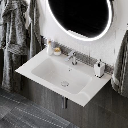 Раковина Kerama Marazzi PIANO ПИАНО PI.wb.75 подвесная/мебельная 75, белая глянцевая