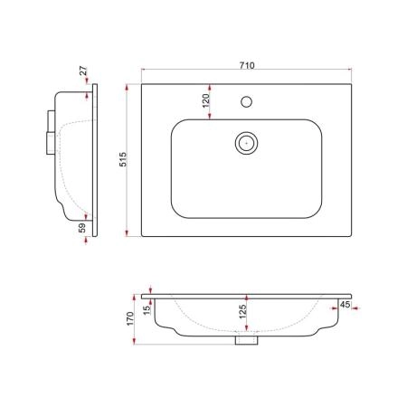 Раковина DREJA JUST FLAT 42071-KL