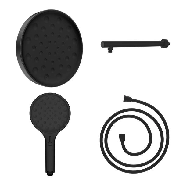 Комплект для душа Vincea Inspire VSHH-3I2AHMB, Верхний душ Vincea  с держателем, ручной душ с шлангом, черный