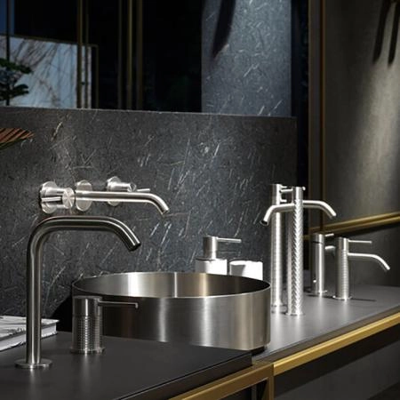 Gessi 316 Раковина 40 см, без отв., для установки на столешницу, без перелива, нержавеющая сталь, цвет: Steel brushed