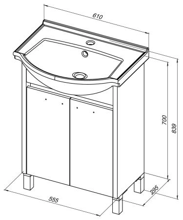 Тумба под раковину Aquanet Донна 60 белый дуб/белый (2 дверцы)