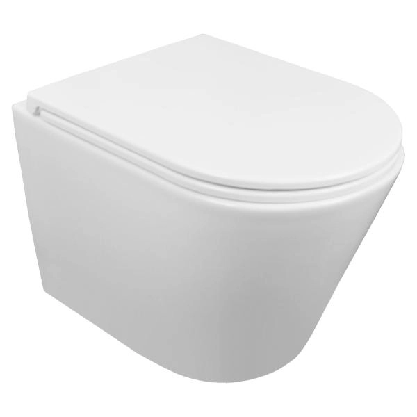 Унитазы Azario Унитаз подвесной безободковый Azario Teramo AZ-0053-UQ3 (система смыва Торнадо) с тонкой крышкой микролифт