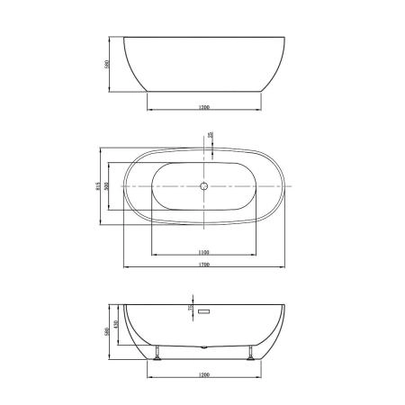 Ванна акриловая Vincea VBT-408-1700, 1700*815*580, цвет белый