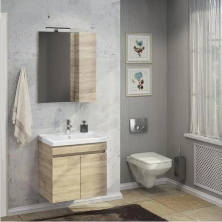 Зеркало шкаф Comforty Тромсе-60 дуб сонома