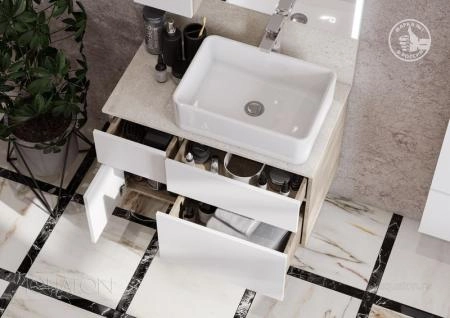 Тумба под раковину AQUATON Мишель 80 без столешницы, дуб эндгрейн, белый 1A244501MIX40