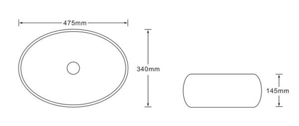 Раковина SantiLine SL-7028 47,5x34 на столешницу керамическая под мрамор