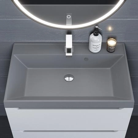 Раковина кварцевая Uperwood Classic Quartz 70 см, серая матовая, бетон