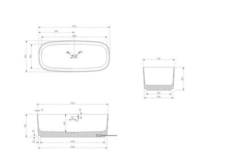 Ванна NT BAGNO NT221 FAVOLOSO 1700x750 искусственный камень белый матовый