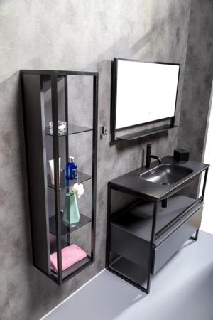 Пенал Boheme LOFT высокий антрацит, полки стекло 896-A