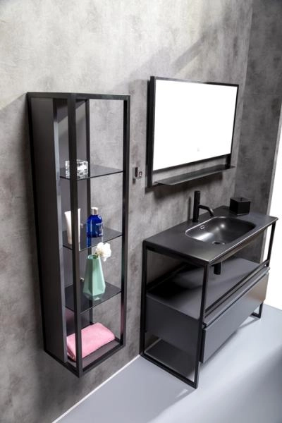 Пенал Boheme LOFT высокий антрацит, полки стекло 896-A