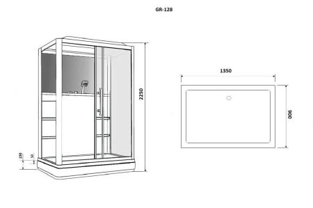 Душевая кабина GROSSMAN GR128L (90x135x225) гидромассажная с радио