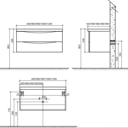 Тумба под раковину BelBagno ANCONA-N-600-2C-SO-BL Bianco Lucido 60 см