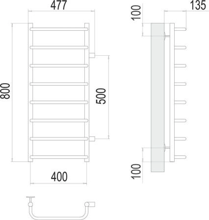 Полотенцесушитель Terminus Стандарт П8 400х800 бп 500 водяной