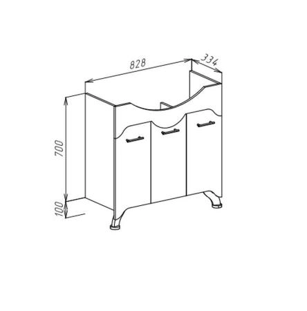 Тумба под раковину Bellezza Дрея 75 напольная с 3 ящ. (Элеганс) белая
