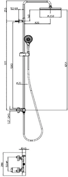 Душевая система Bossini Elios L10173.030, с однорычажным смесителем, верхний душ ? 250 мм, хром