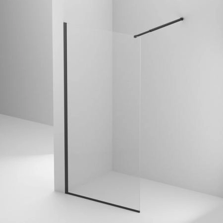 Душевая перегородка BelBagno KRAFT 100 прозрачное стекло 6 мм профиль черный матовый KRAFT-L-1-100-C-NERO