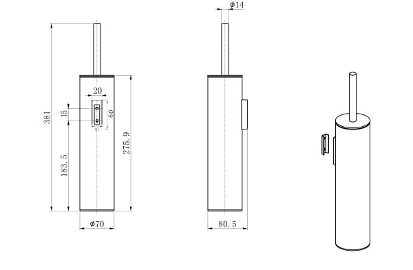 Туалетный ершик в комплекте WONZON & WOGHAND, Темный графит (WW-V4601-GM)