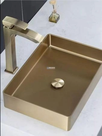 Раковина Gappo GX201-3 36x36 Cатин золотой нерж.сталь на столешницу