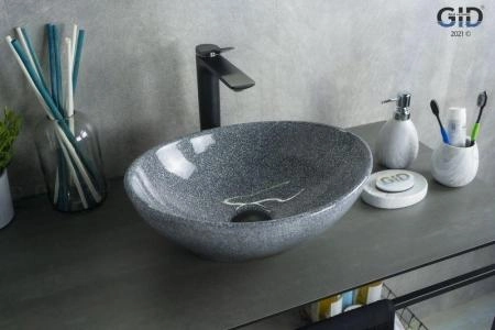 Раковина Gid Mnc331 41x34 на столешницу камень глянцевая