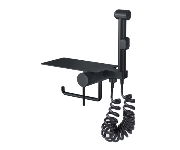 Гигиенический душ с полкой со смесителем СКАНДИ 708/1B черный