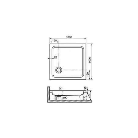 Поддон для душа RGW STYLE KV 16180100-11 100x100 см акрил
