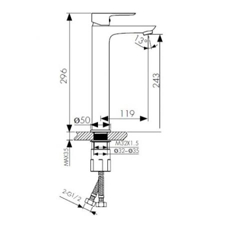 Смеситель для раковины KAISER Cezar (05111-2) черный