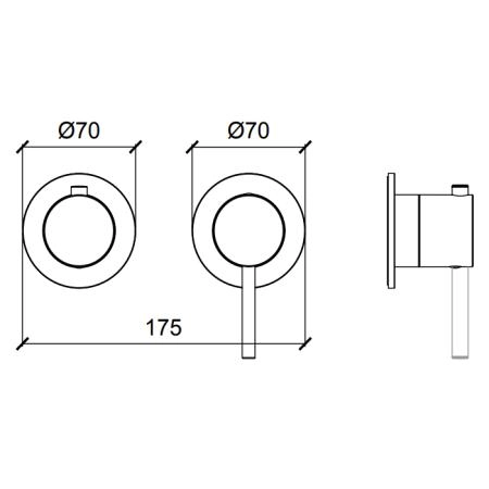 Almar Modular Round Смеситель для душа, встраиваемый, на 2 потребителя, цвет: Gun Metal Brushed PVD