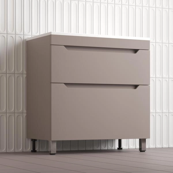 Тумба напольная Style Line Остин под раковину Фортуна 80 2 ящ тауп темный эмаль PLUS