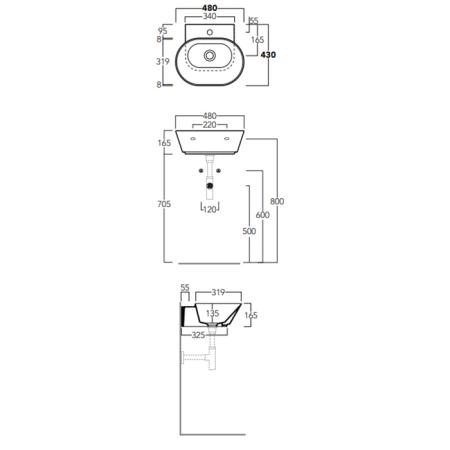 Simas Wave Раковина 48х43х16.5 см, 1 отв., цвет: белый