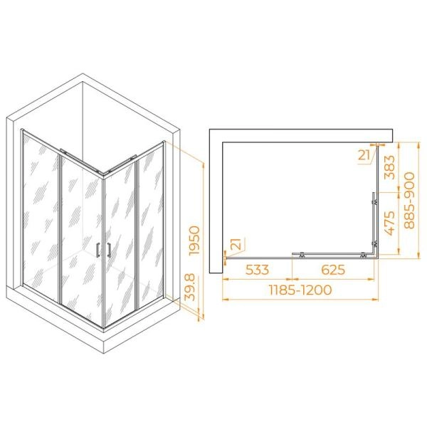 Душевой уголок RGW PA-040 Passage 120x90 Хром прозрачное