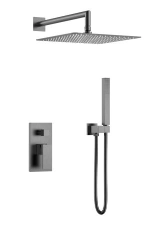 Смеситель встроенный для душа Boheme QUBIC Gun Metal 474-3-GM