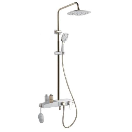 Душевая система AZARIO с поворотным изливом, белый/золото (AZ-801-1)