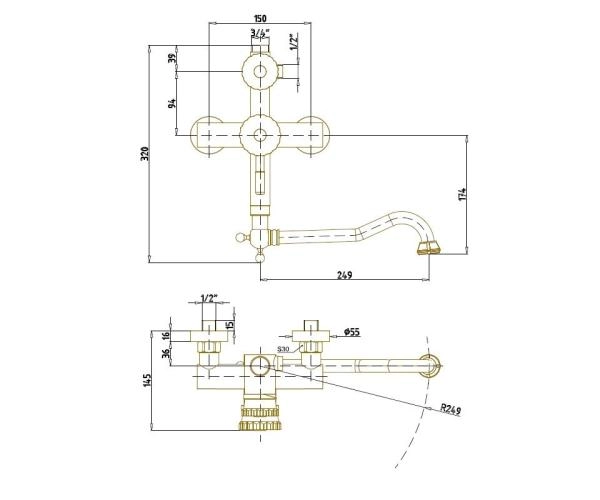 Душевая система Bronze de Luxe WINDSOR (10120DF/1) бронза