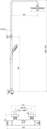 Душевая стойка Ravak Termo 300 TE 091.00/150 термостат X070058