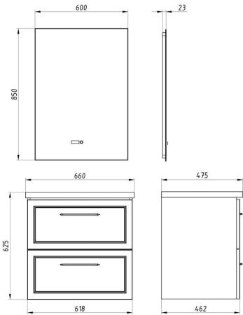 Тумба ASB-Mebel Белмонти 65 Ясень браш софт белый подвесная под умывальник Оскар 65