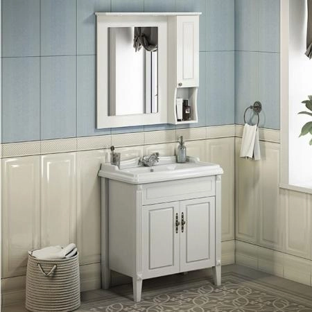 Зеркало шкаф Comforty Палермо-80 белый глянец