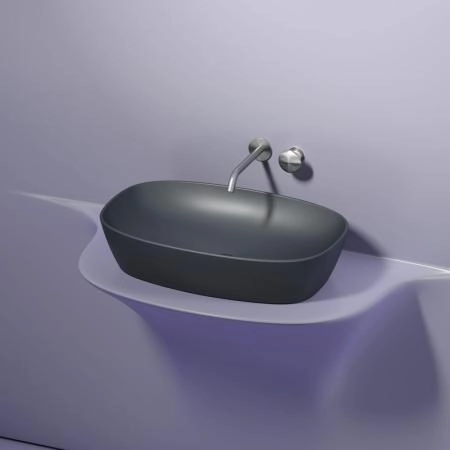 Умывальник чаша накладная овальная (цвет Темный Антрацит Матовый) Element 600x380x138мм