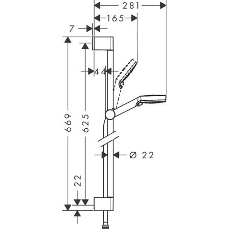 Hansgrohe Crometta Vario Unica Душевой набор: штанга 650mm, ручной душ, 2jet (Rain, IntenseRain), EcoSmart, шланг, цвет: белый/хром