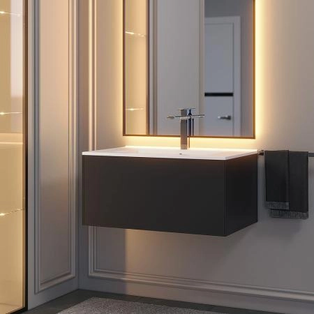 Тумба под раковину для ванной Uperwood Parma Premium подвесная 75 см, черная