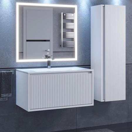 Тумба с раковиной для ванной Uperwood Next Premium подвесная, 100 см, белая, 1 ящик