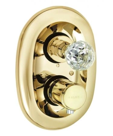 Смеситель Kludi Adlon 5172045G4 для ванны, с термостатом, ручки хрусталь, цвет золото 23 карата