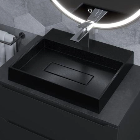 Раковина накладная кварцевая Uperwood Tanos Quartz 50 см, прямоугольная, космос матовая