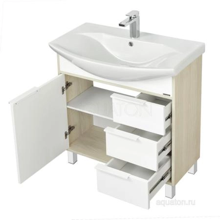 Тумба под раковину Aquaton Рико 1A215401RIB90 80 с ящиком белый,ясень фабрик