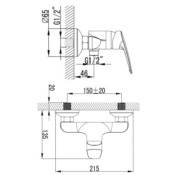 Смеситель для душа AZARIO TAVIRA с ручным душем, хром (AZ-WKE33361C)