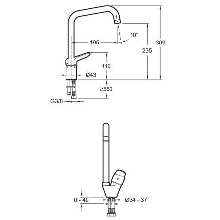 Смеситель Jacob Delafon BRIVE E75770-CP для кухни хром