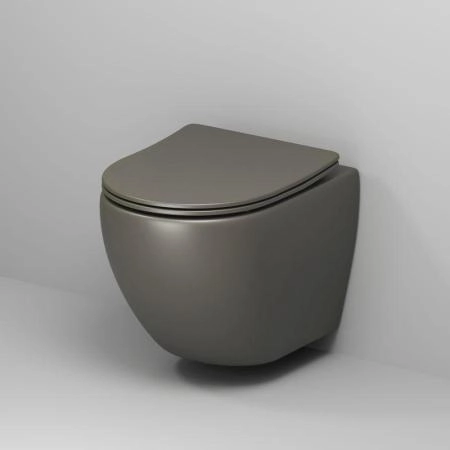 Унитаз Grossman GR-4455GSMS Color (485*365*360) ХАКИ МАТОВЫЙ подвесной Безободковый с тонкой крышкой
