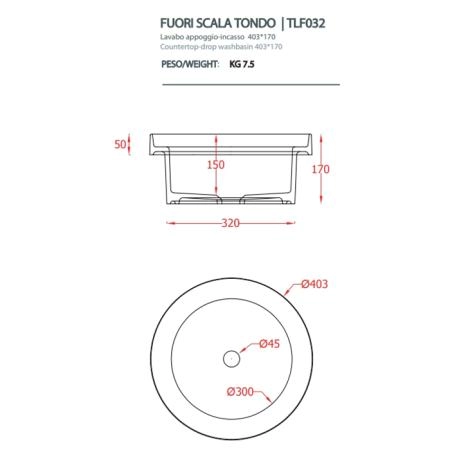 Artceram Fuori Scala Раковина 40 см, без отв., встраиваемая, без перелива, цвет: matera