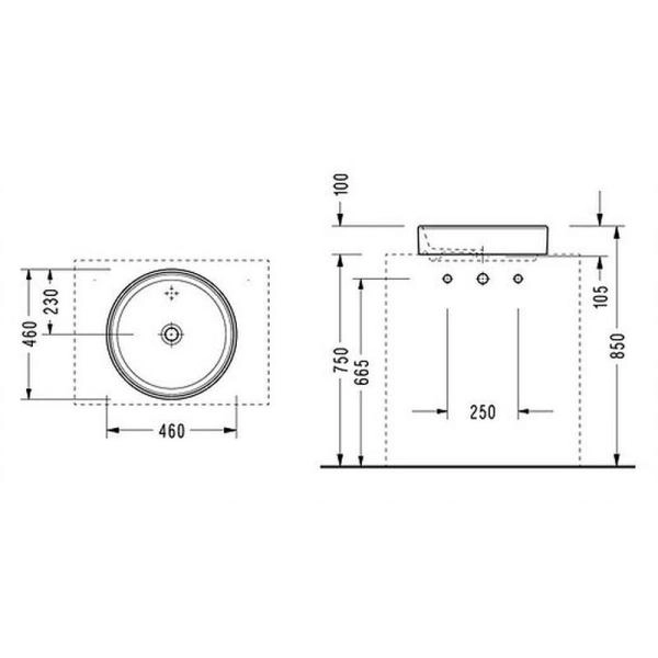 Раковина Serel WASHBASIN 2025 46 см на столешницу